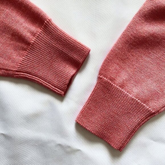 ARITZIA WILFRED FREE CAELA MERINO WOOL PINK GREY COLORBLOCK EMBROIDERED SWEATER - Picture 9 of 11